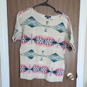 Chaps Women's Geometric Patterned Short Sleeve Top